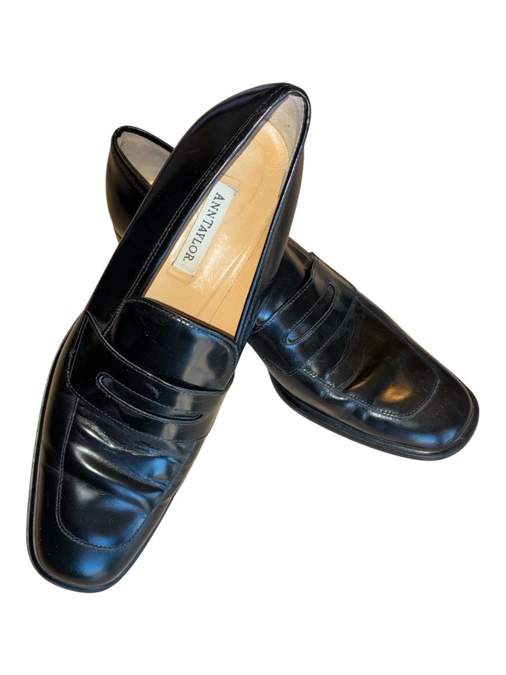 Ann Taylor Classic Loafers, Women's 10, Leather Block Heel, Slip-On euc